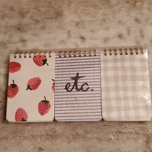 Kate Spade 'strawberries'spiral 3 notepad set. NWT